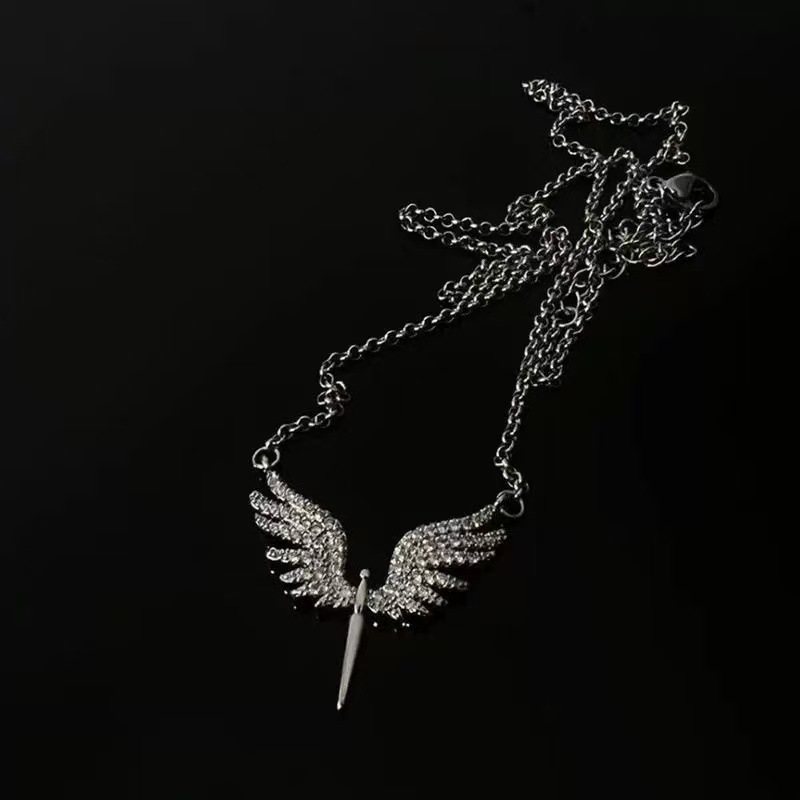 Angel Wings Diamond Wing Necklace Men and Women Niche High-End Versatile Clavicle Chain Necklace Accessories Hip-Hop Jewelry