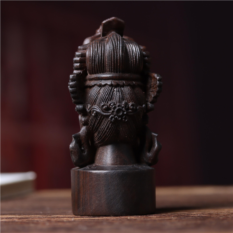 Agarwood Guanyin Buddha Head Seal Wooden Carving Handheld Piece Office Desktop Car Ornament Zhouguan Seal