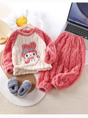 Cloud velvet home clothing 2025 new jacquard comfortable cotton velvet parent clothing thick warm two-piece factory wholesale tide