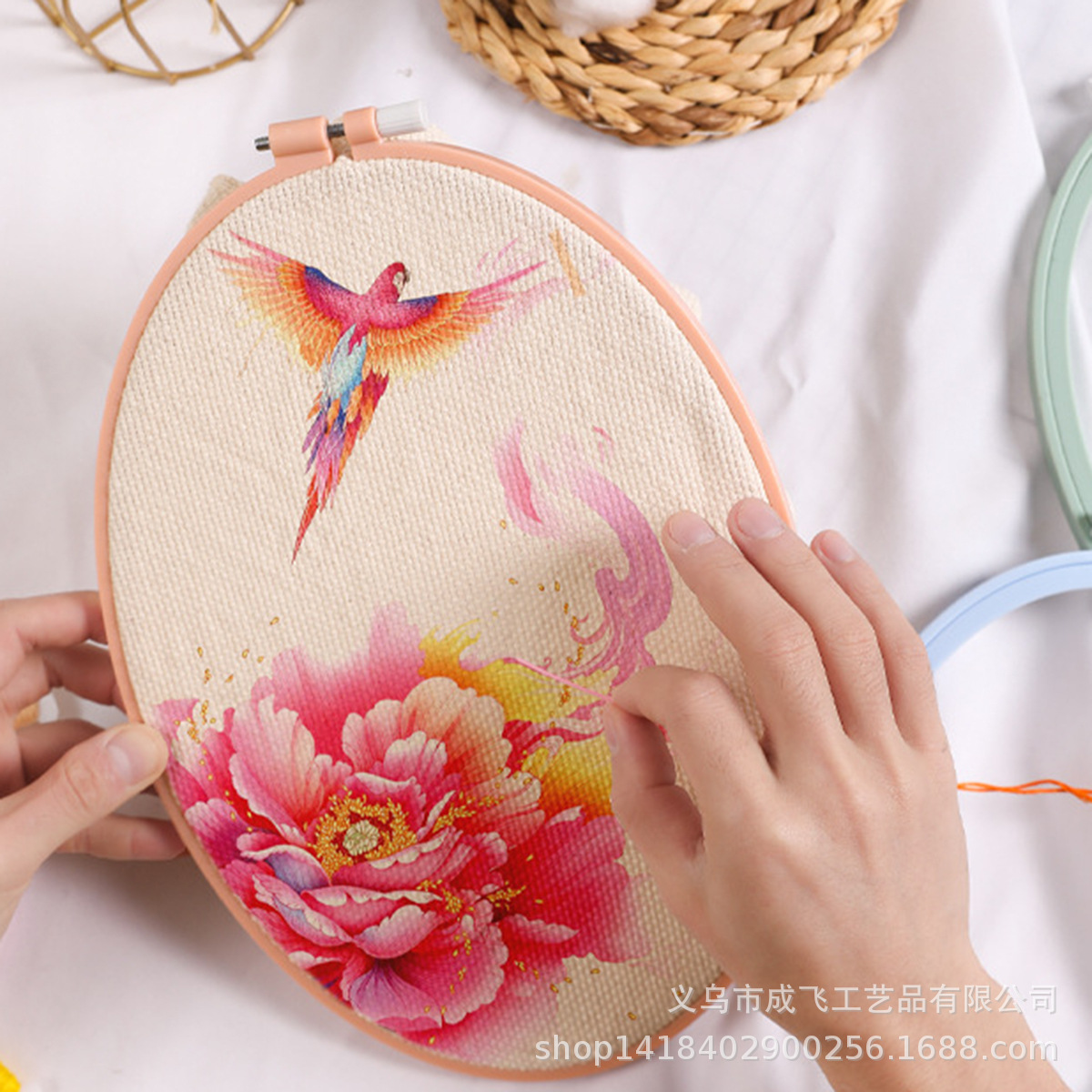 Factory Direct New Morandi ABS Oval cross stitch embroidery stretch export creative gift photo frame