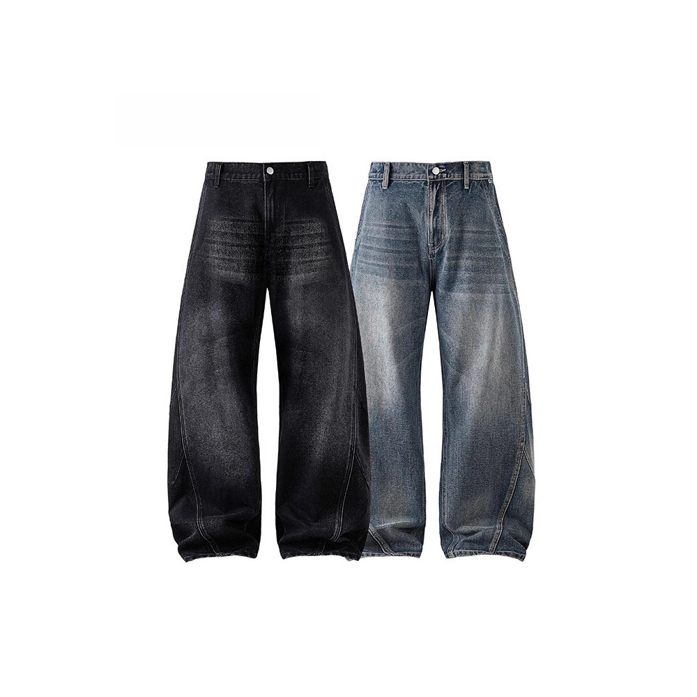 Японские модные джинсы унисекс с универсальным дизайном слегка широкие с длинными штанами больших размеров уличная одежда