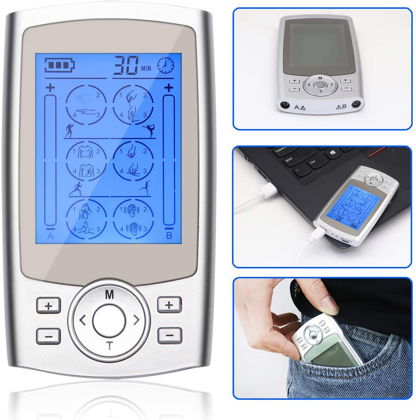 Cross-Border Spot Tens Meridian Physiotherapy Instrument 24 Modes Ems Massager Portable Multi-Function Muscle Stimulator