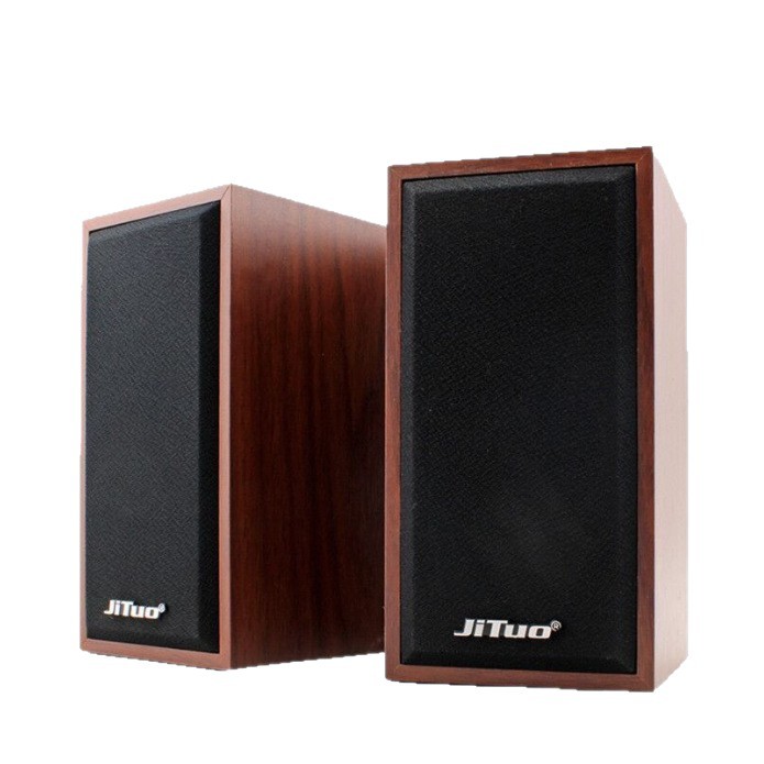 Jituo 2801 Wooden Speakers Desktop Computer Laptop USB Multimedia Subwoofer 2.0 Speakers with Wired Control