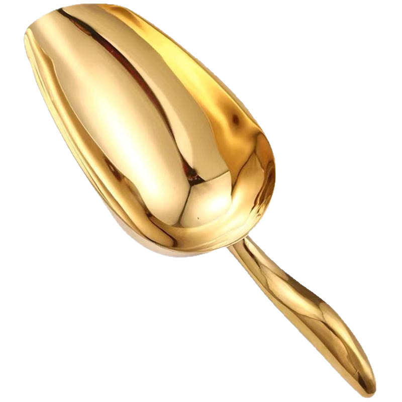 Stainless Steel Ice Shovel, Thickened Integrated Shovel for Rice, Flour, Food, Tea Leaves, Flat-Bottomed Shovel, Multi-Purpose Shovel for Milk Tea Shop Ice Maker