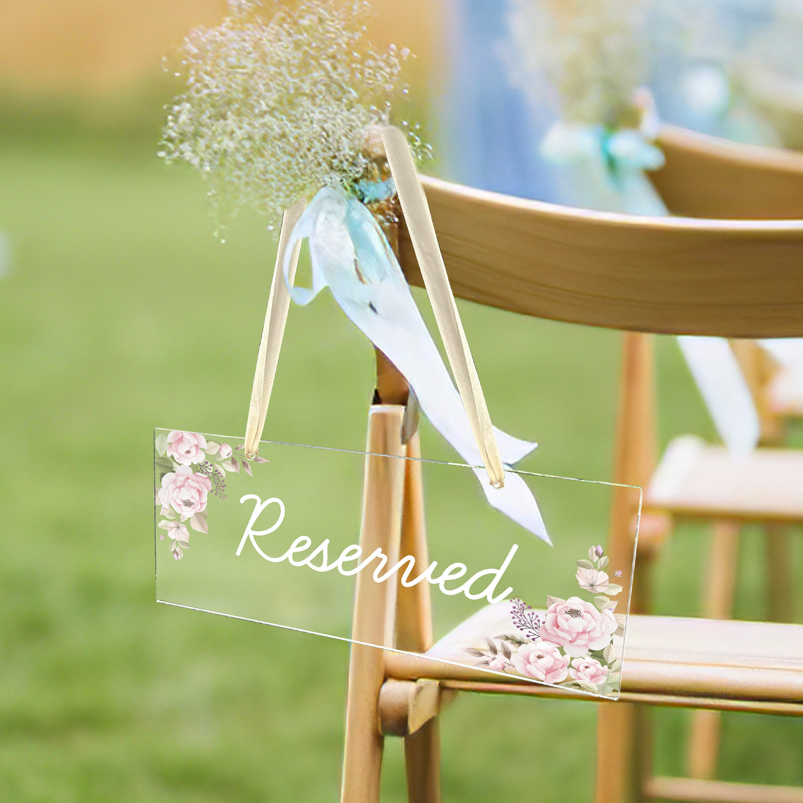 Cross-Border Hot-Selling Romantic and Exquisite Place Card, Floral Embellishment, Elegant and Transparent, Creating a Dreamy Sense of Ritual