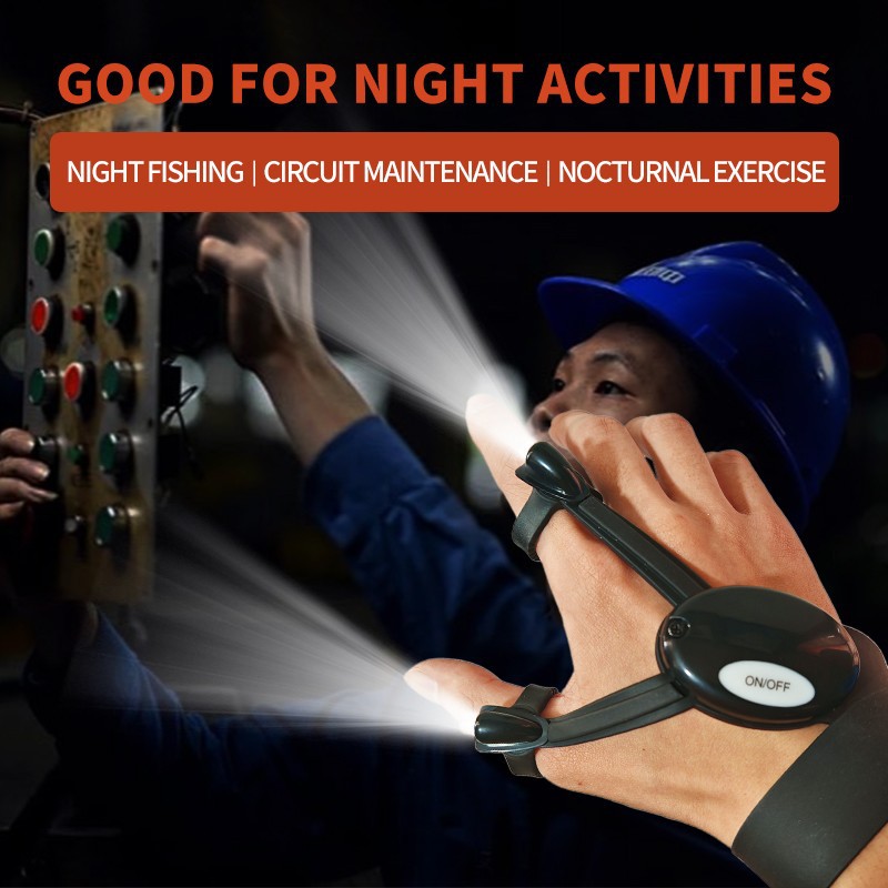New Rechargeable Fishing Gloves with Light Flashlight Camping Lighting Two-Finger Outdoor Night Running Light Hook Fishing Gloves