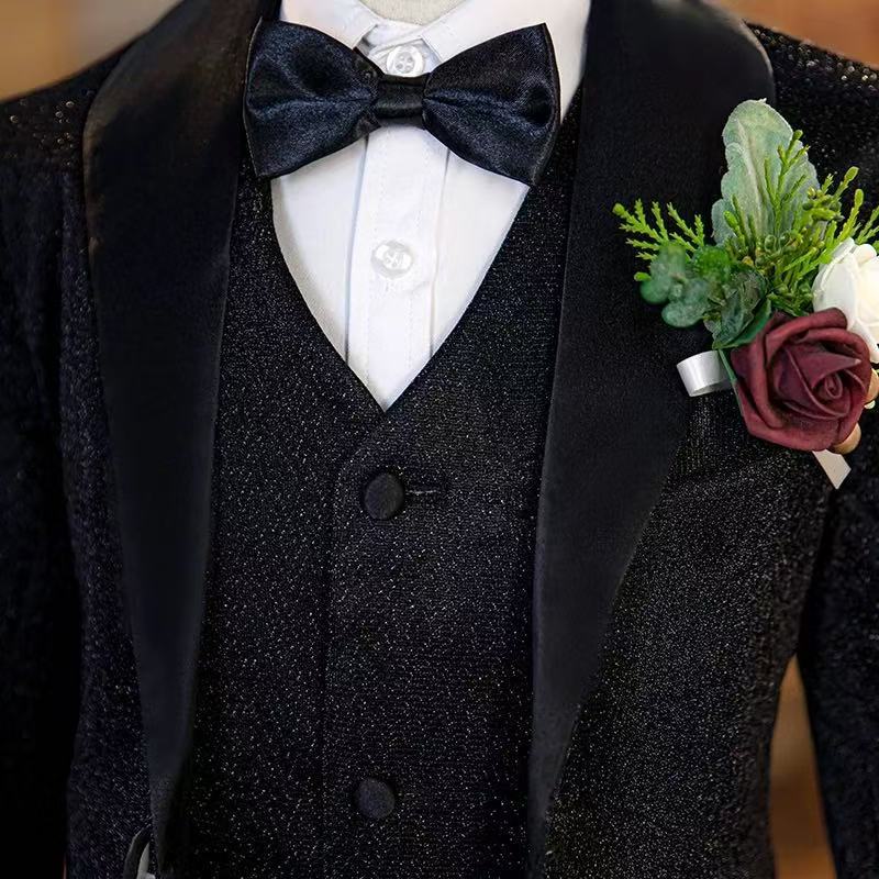 Sequin Children's Suit Set for Stage Performances, Evening Events, Host, Flower Boy, Boys' Runway Show Suit, Piano Shiny Stage Outfit