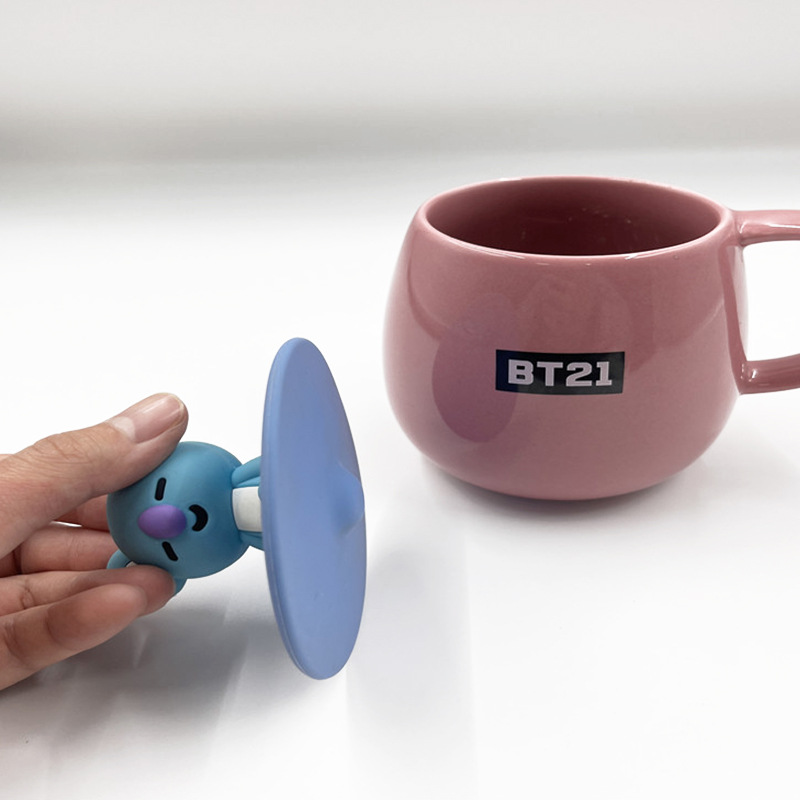Customized Food-Grade Silicone Cartoon Cup Lid Dust-Proof Round Lid High Temperature Resistant Universal Cup Ceramic Glass Mug Lid