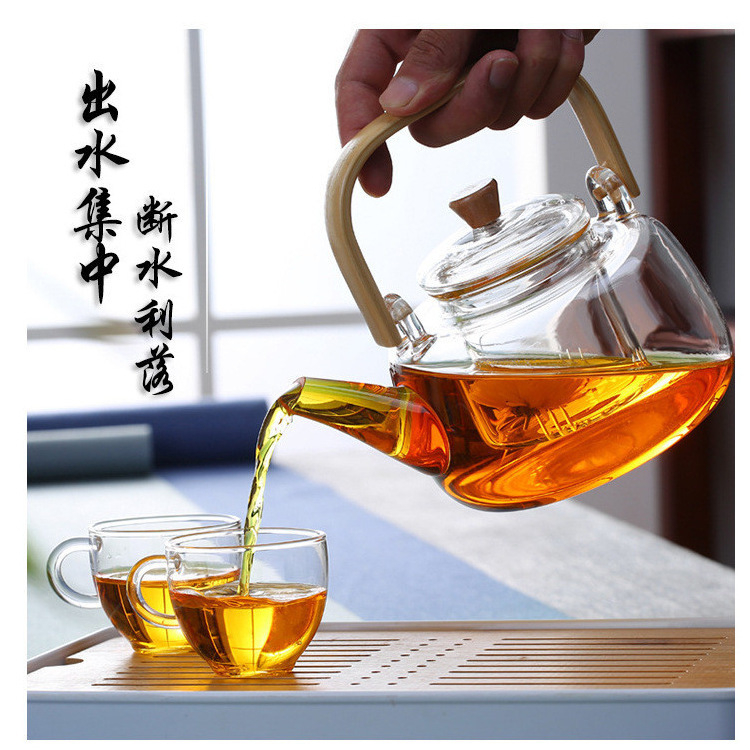 Glass Teapot Large Capacity Tea Brewing Pot Health Pot Set Water Boiling Kettle Explosion-Proof Tea Brewing Pot Tea-Water Separation Pot Thickened