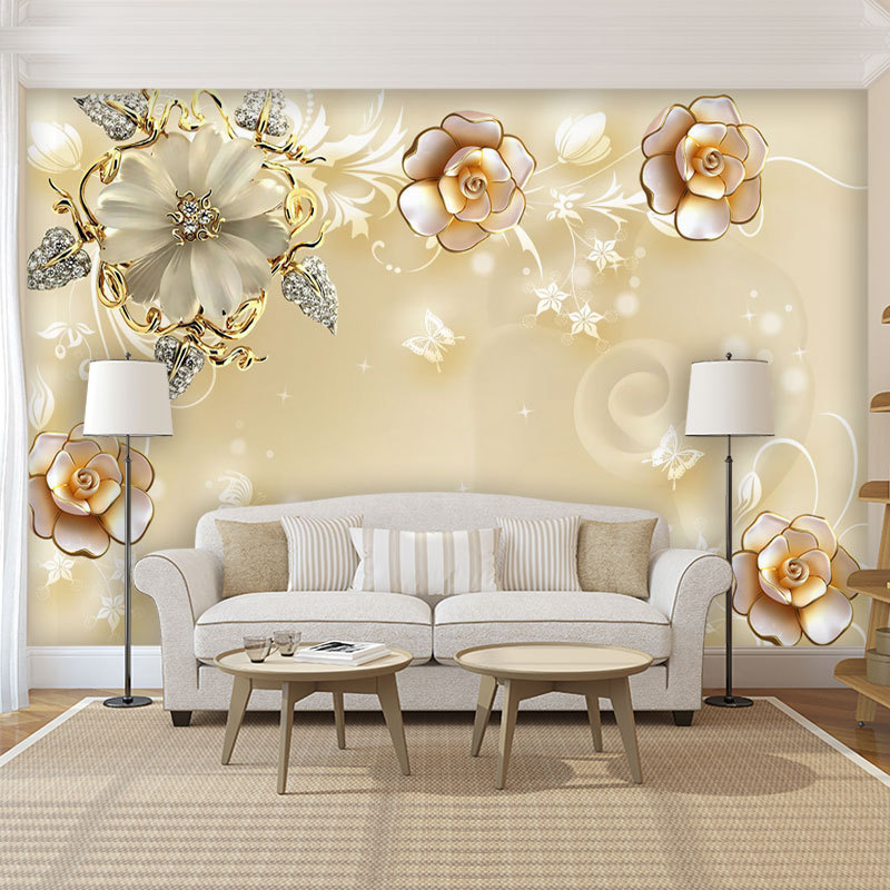 Customized Mural 3D Relief Lotus Wall Covering Stereo Tulip Background Wall Wallpaper Flower Non-Woven Wallpaper Manufacturer