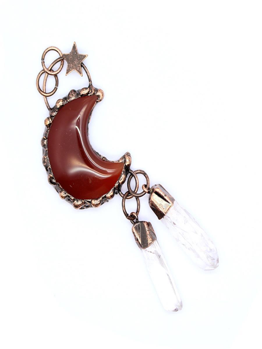 Foreign Trade Jewelry Retro Personalized Star Moon Pendant Red Agate Necklace