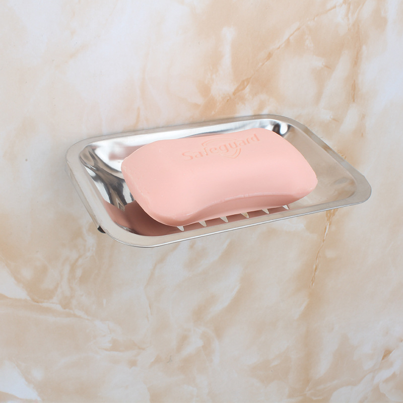 Hotel Stainless Steel Draining Soap Dish Bathroom Wall-mounted Soap Dish No-hole Installation Soap Rack Soap Box