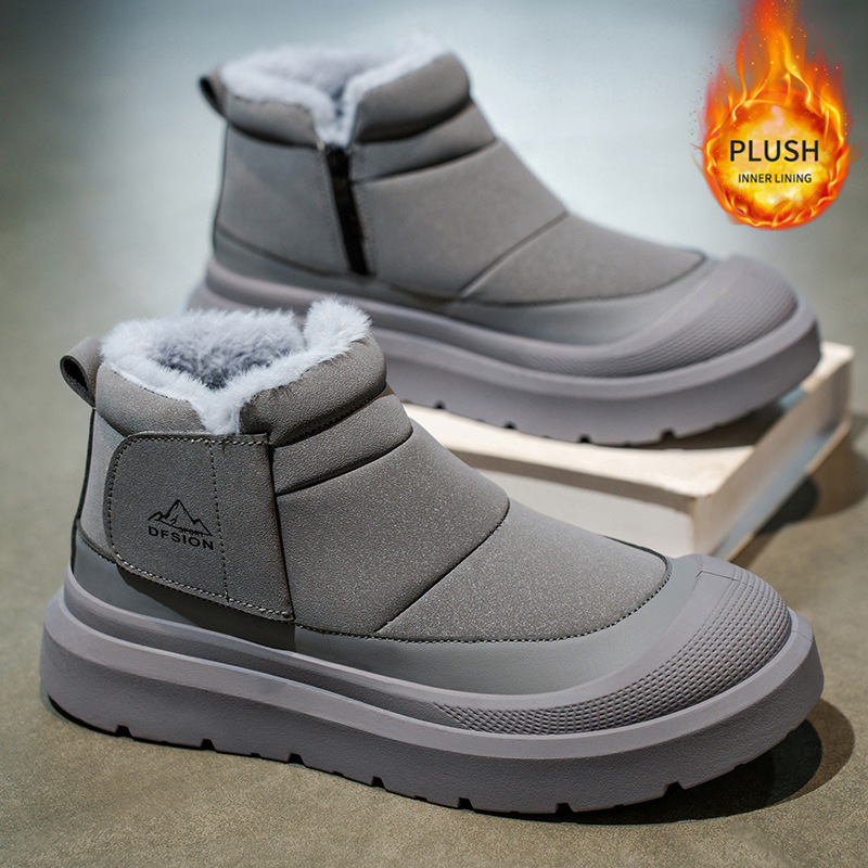 Men's Shoes 2025 Winter New Waterproof Snow Boots Men's Warm Fleece-Lined Thickeneded Men's Cotton Shoes High-Top Work Boots