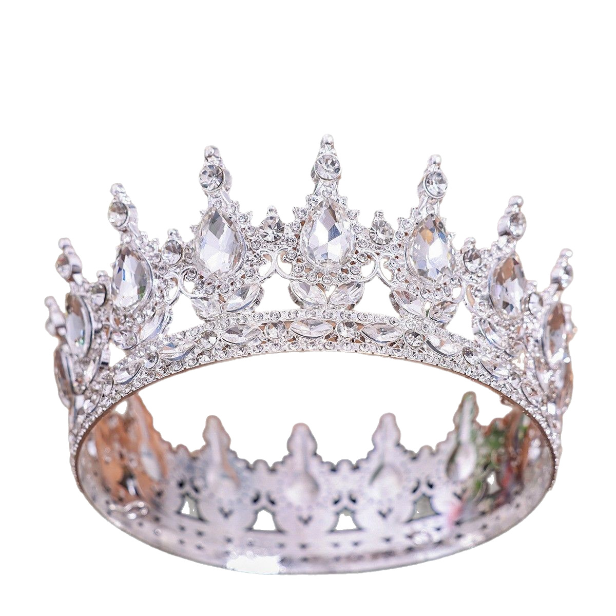 Crown Bride Tiara Dress Wedding Princess Luxury Shining Full Round Crown Flower Cake Decoration Ornaments Crown