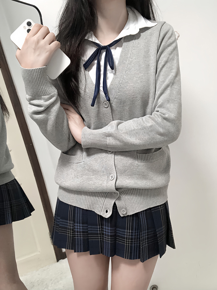 Original Jk Basic Pure Color Cardigan Knitwear Japanese Style Uniform Long-Sleeved Loose Versatile Knitwear Jacket