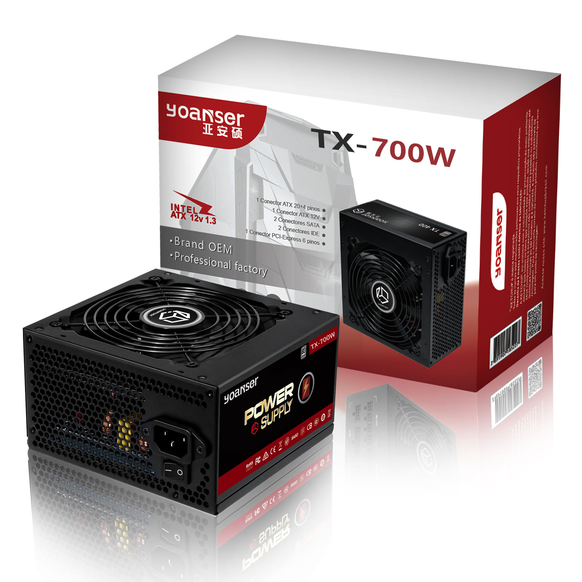 700w Stable Full Straight Outlet Desktop Computer Chassis Power Supply Electric Competition pc Power White Brand Mute Power Supply