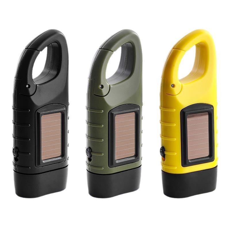 New Solar Hand-Cranked Flashlight Multi-Functional Camping Lighting Outdoor Emergency Strong Light Hand-Cranked Generator Lamp