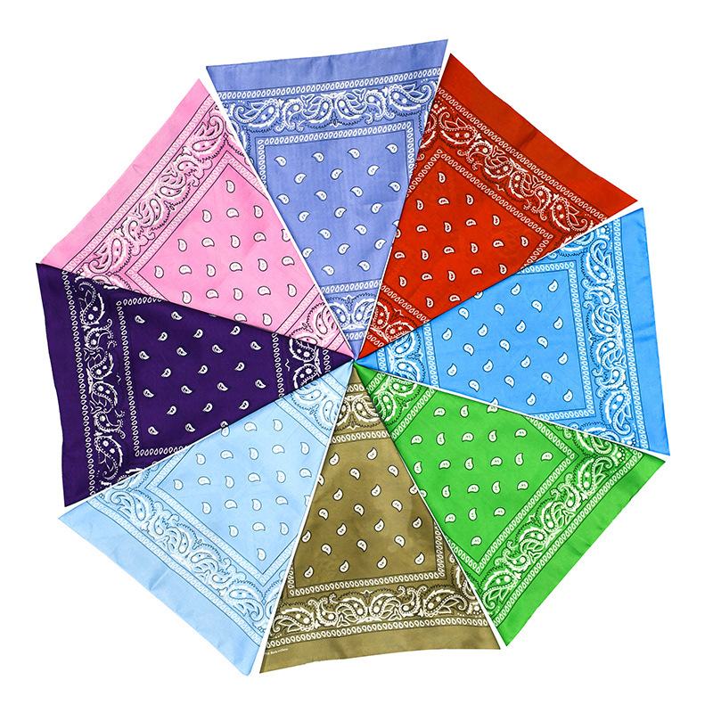 American Retro Polyester Cashew Flower Square Scarf Outdoor Hip-Hop Street Dance Bandana Multi-Functional Magic Headscarf