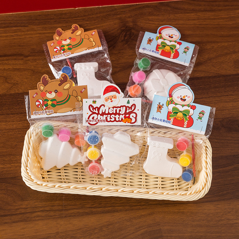Children's Christmas Plaster Creative Handmade DIY Graffiti Bag Plaster Doll Surprise Set Reward Small Gift