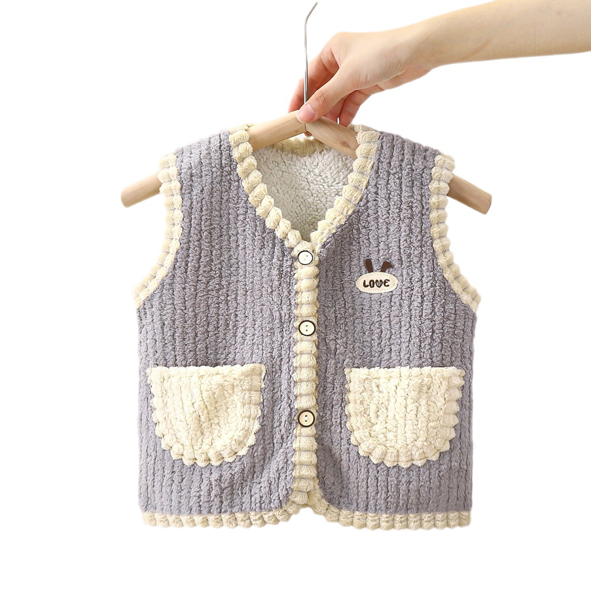 Children's Vest Spring and Autumn Korean Style Baby's Waistcoat Small and Medium-sized Children's Men's and Women's Puff Velvet Vest Thick Bag Baby Cardigan Children's Wear