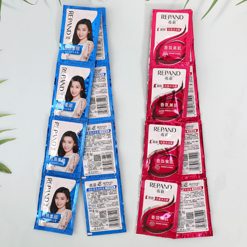 Genuine Liangsong Liangzhuang 8g Disposable Bagged Shampoo and Shower Gel Hotel Travel Small Bag Shampoo Liquid Wholesale