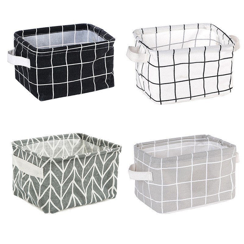 Fabric Foldable Storage Basket Desktop Storage Box Cotton and Linen Sundries Storage Basket Socks Underwear Storage Basket