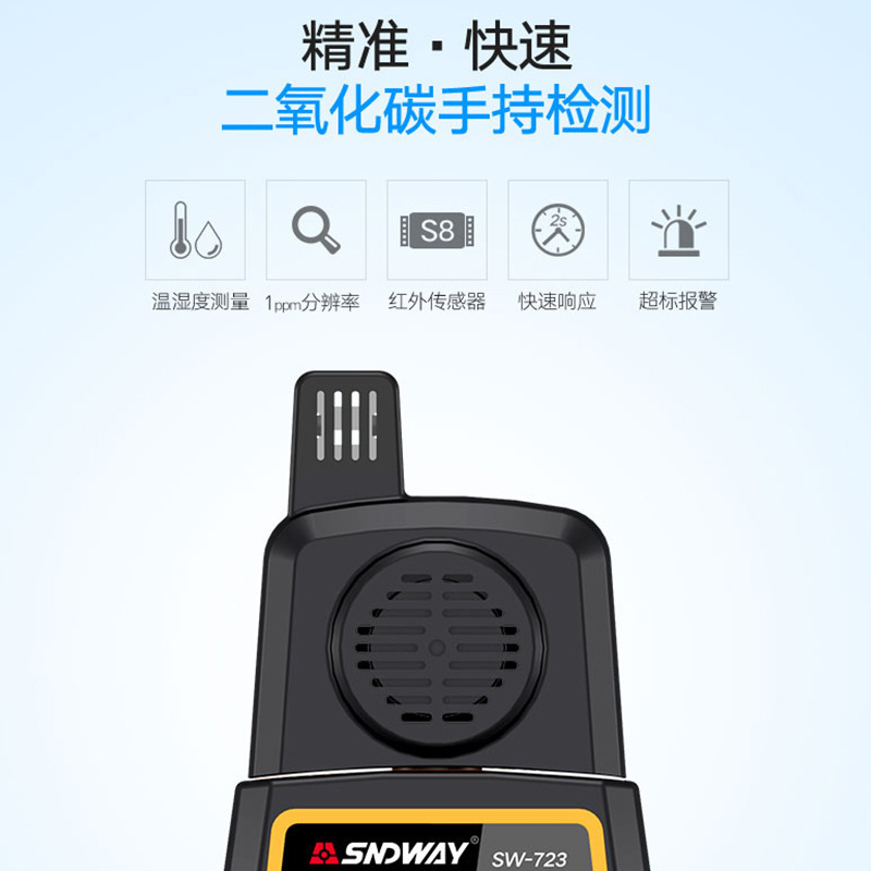 Shendawei Sw-723 Carbon Dioxide Detector Co2 Gas Concentration Tester Alarm Industrial Breeding