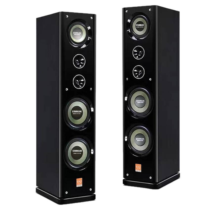 Starklok Dual 8-Inch 2.0 Cyclone No. 9 Three-Way Bookshelf Hifi Wooden Passive Floor-Standing Audio Speaker