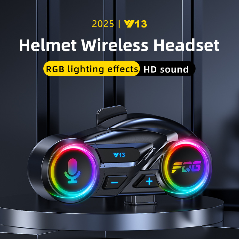 Cross-Border New Y13 Helmet Bluetooth Headset Fm Radio Colorful Waterproof Noise Reduction Long Battery Life Multi-Linkage Mobile Phone