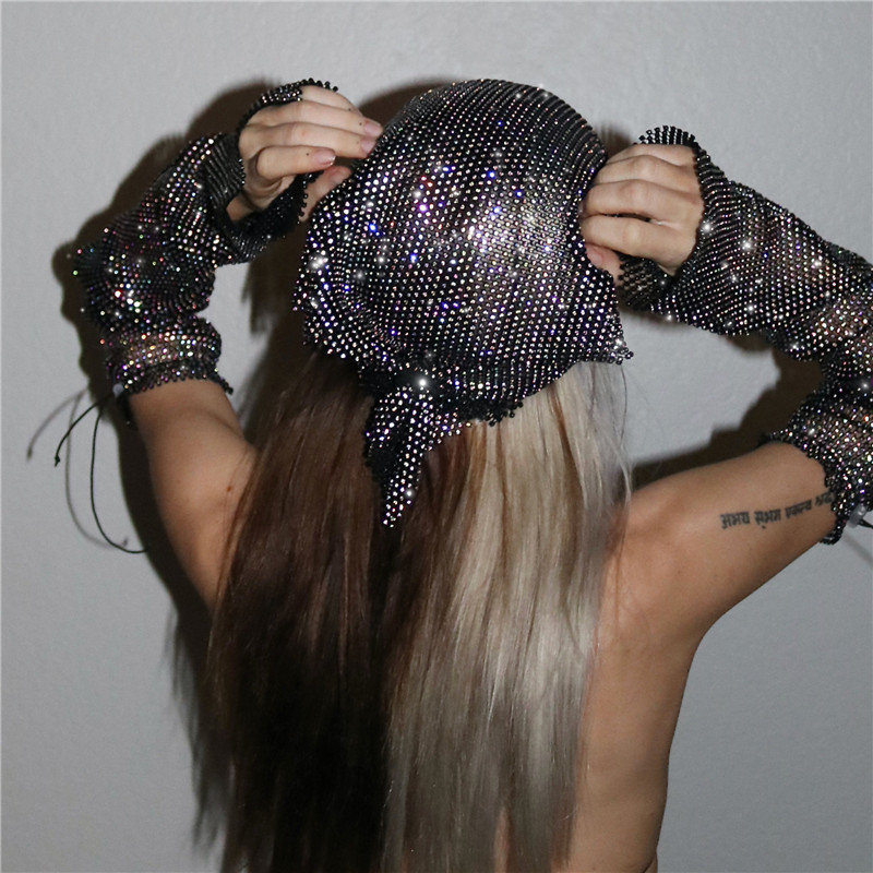 European and American New Night Shop Party Fashion Rhinestone Triangle Scarf Hip Hop Punk Style Hair Band Women Amazon Cross Border