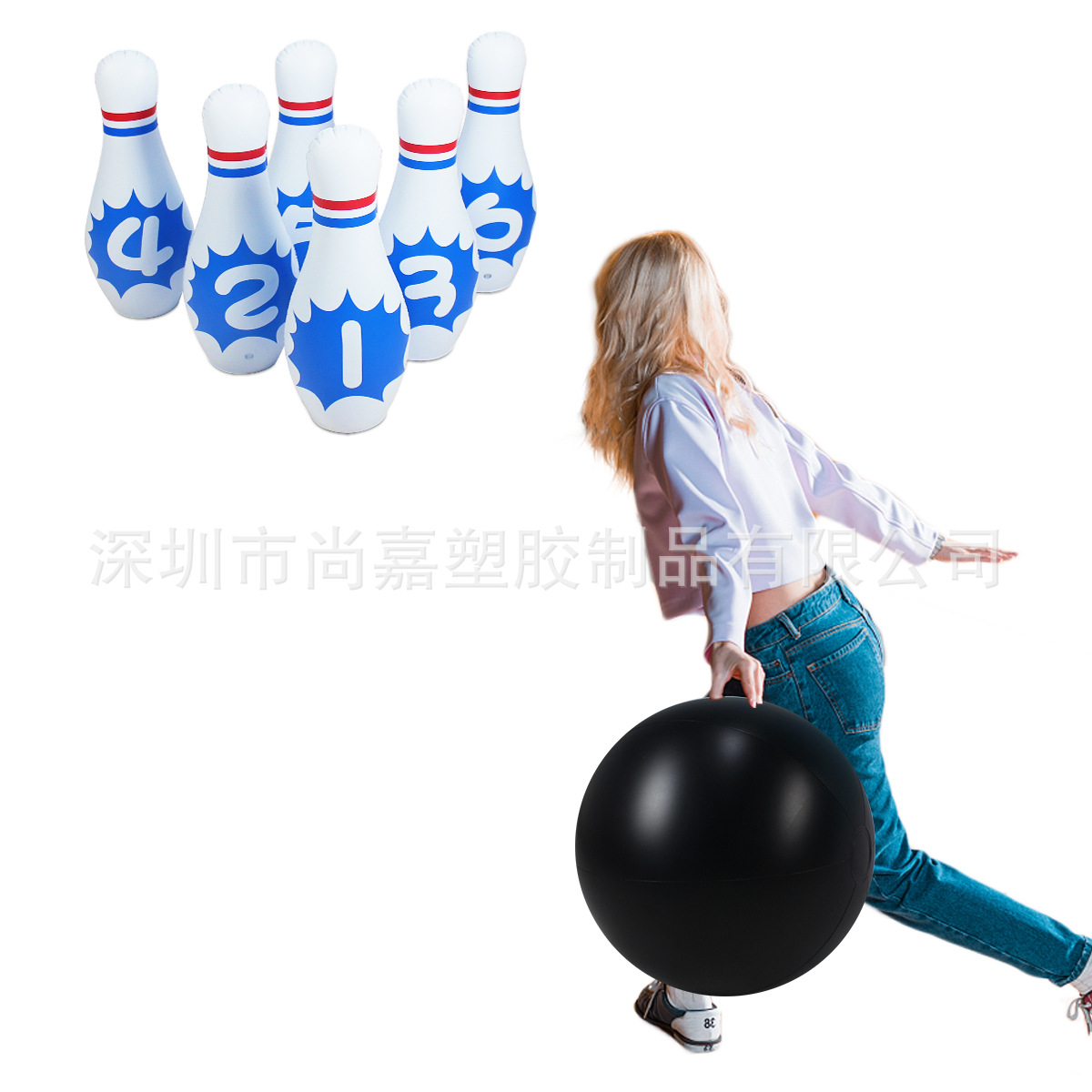 PVC Inflatable Bowling 6 suit Creative Digital Bowling Toy Indoor Kids Parent-Child Game Large Ball