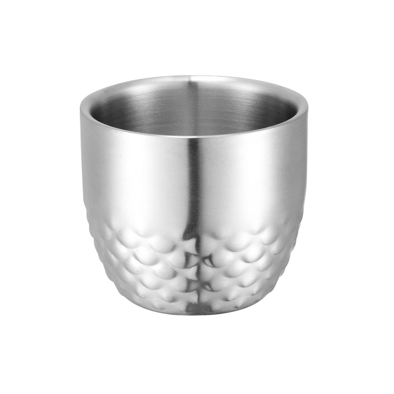 304 Stainless Steel Double-Layer Cup Commercial Buckwheat Tea Cup Liquor Cup Spirits Cup 100ml Small Capacity Insulated Cup