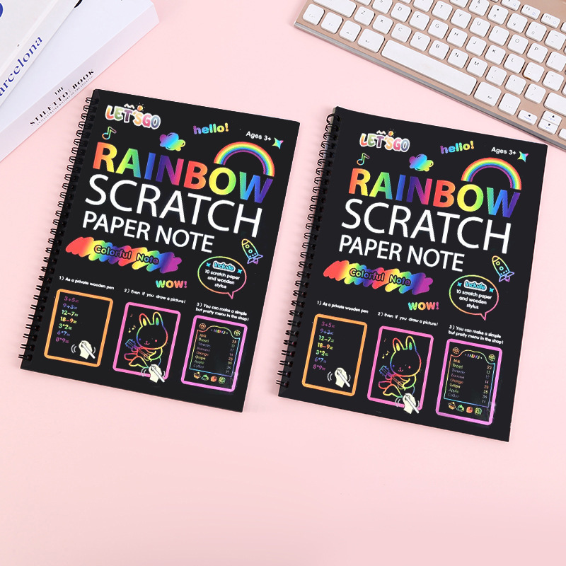 European and American Kidsren's Colorful DIY Scratch-Off Book Art White Cardboard Scratch-Off Painting Fun Creative Graffiti Scratch-Off Paper in Stock