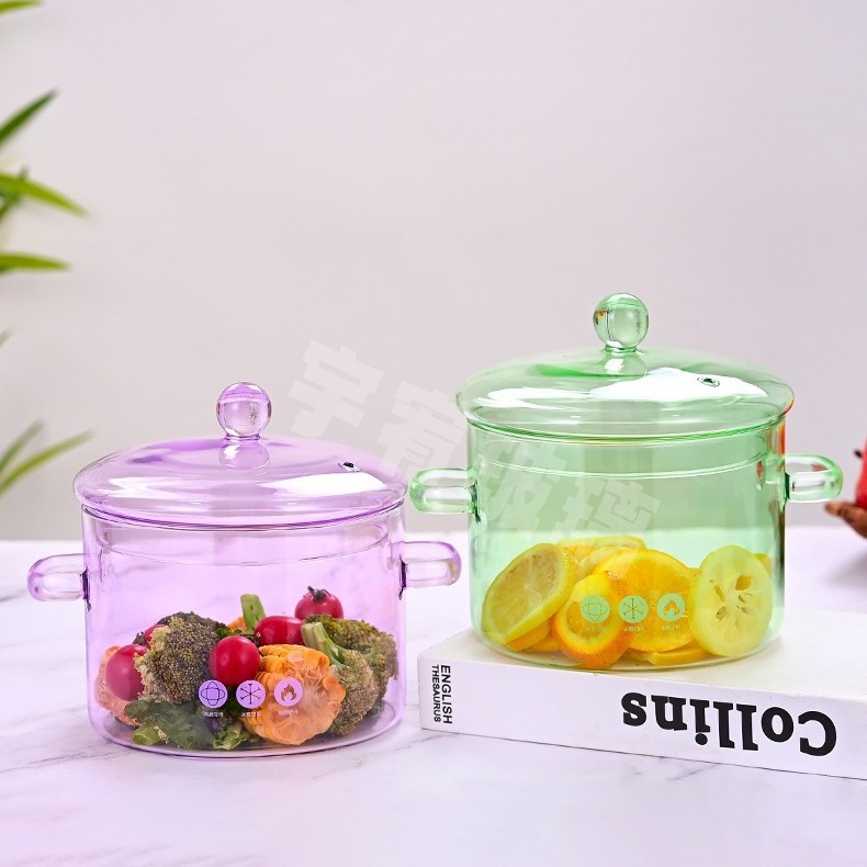 Heat-Resistant Household Noodle Cooking Pot, High Borosilicate Glass, Simple Electric Ceramic Stove Heating, Stew Noodle Cooking Pot, Thickened Soup Pot