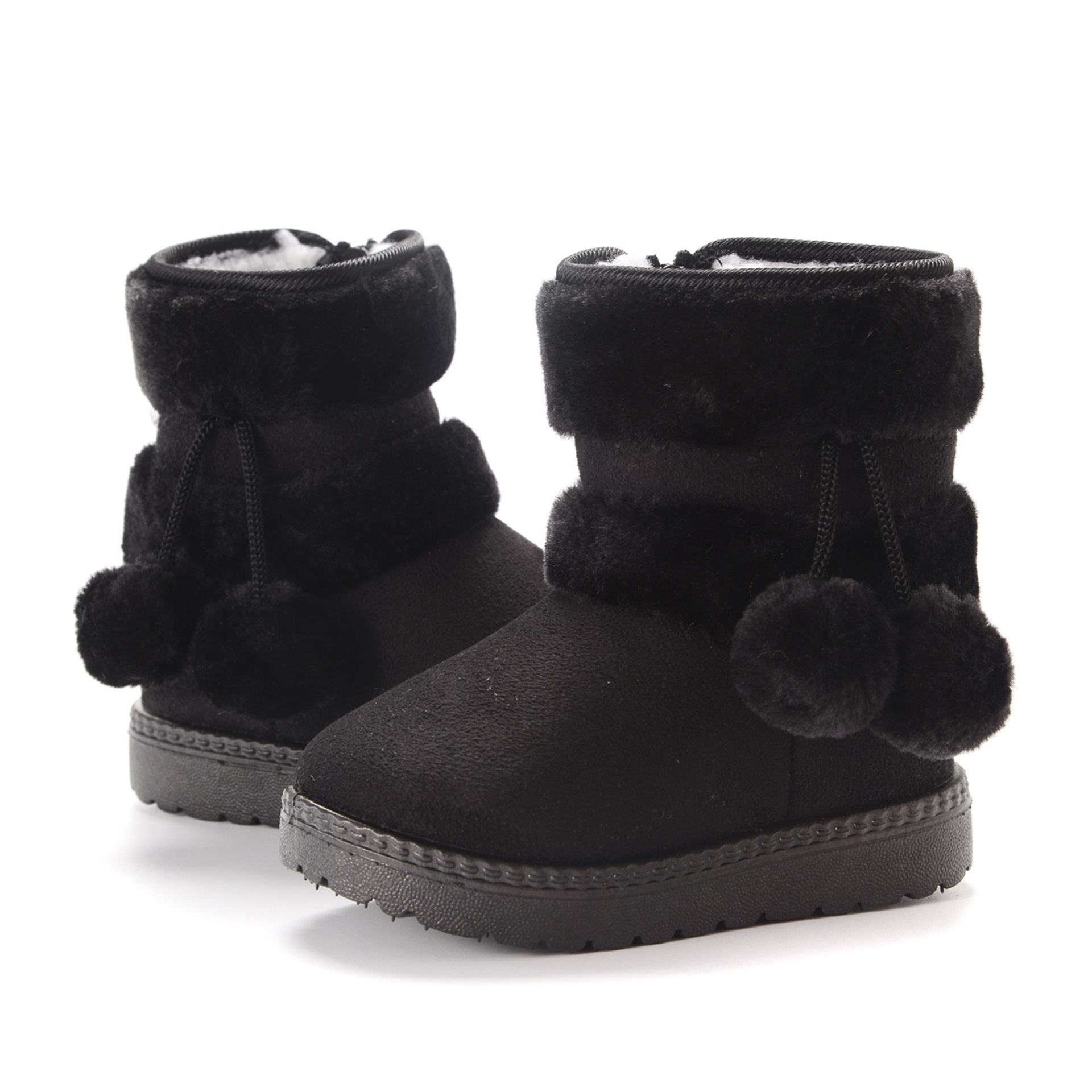 Cross-Border Children's Shoes 2025 Pom-Pom Snow Boots Thickened Children's Warm Winter Cotton Shoes Manufacturer Wholesale Dropshipping
