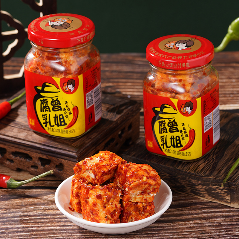 Ферментированный соевый творог Xinhua Baixi Zengjie острый деревенский соевый продукт Baixi ферментированный соевый творог для блюд 210Г/бутылка