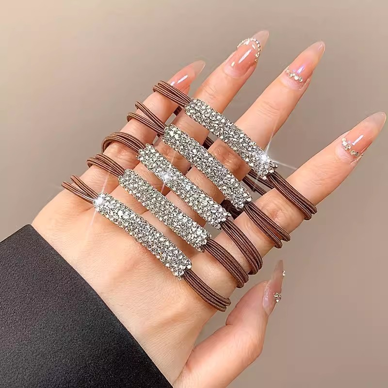 Элегантная резинка для волос с ринстонами женская резинка 2024 новая высокая эластичная прочная резинка