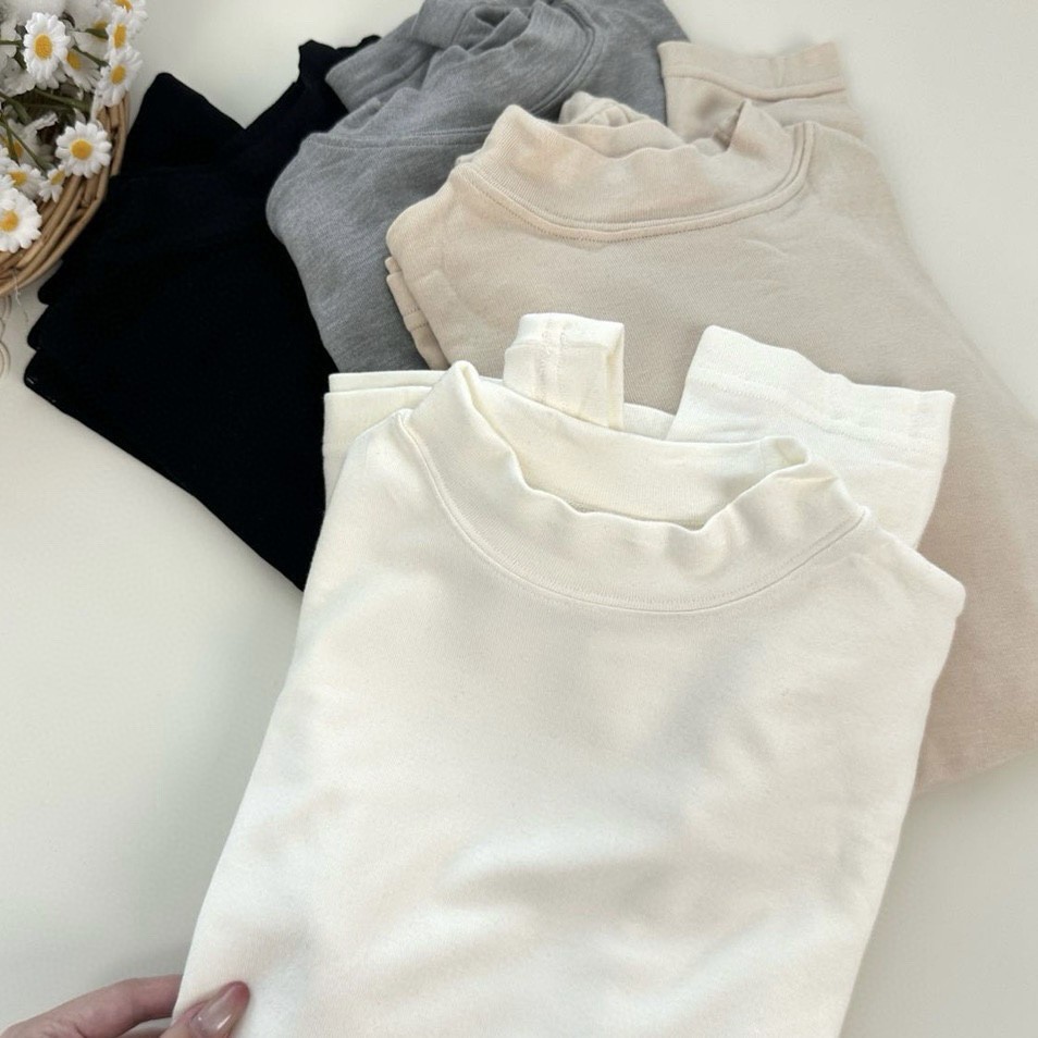 Half Turtleneck Camellia Cashmere Protein Single Shirt Autum Fashion Warm Base Shirt with Long-Sleeved Pure Color Top