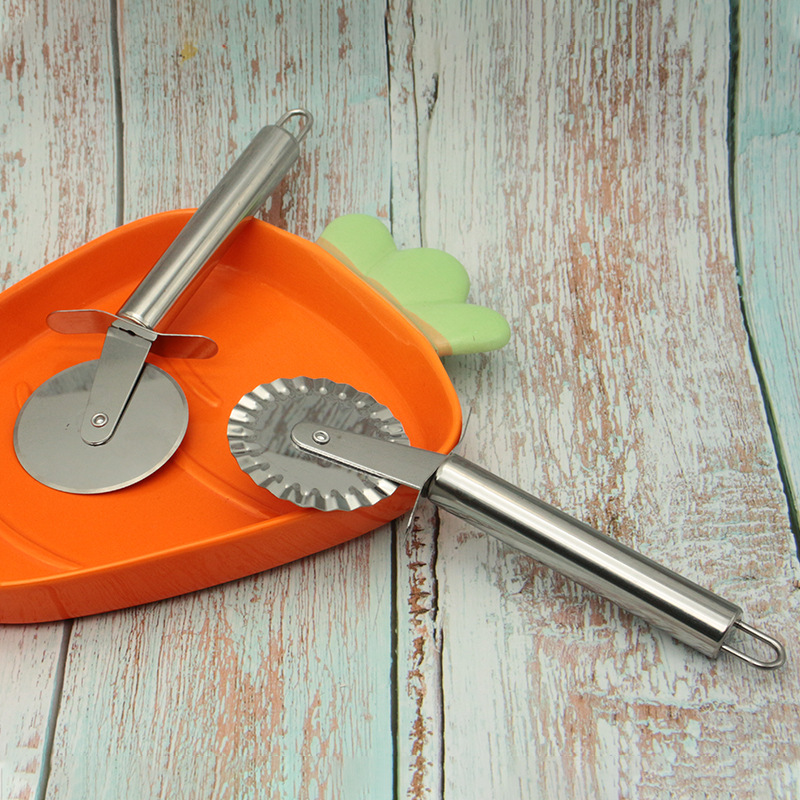 Stainless steel pizza roller knife single double wheel pizza cutter pancake cutter pizza cheese baking gadget