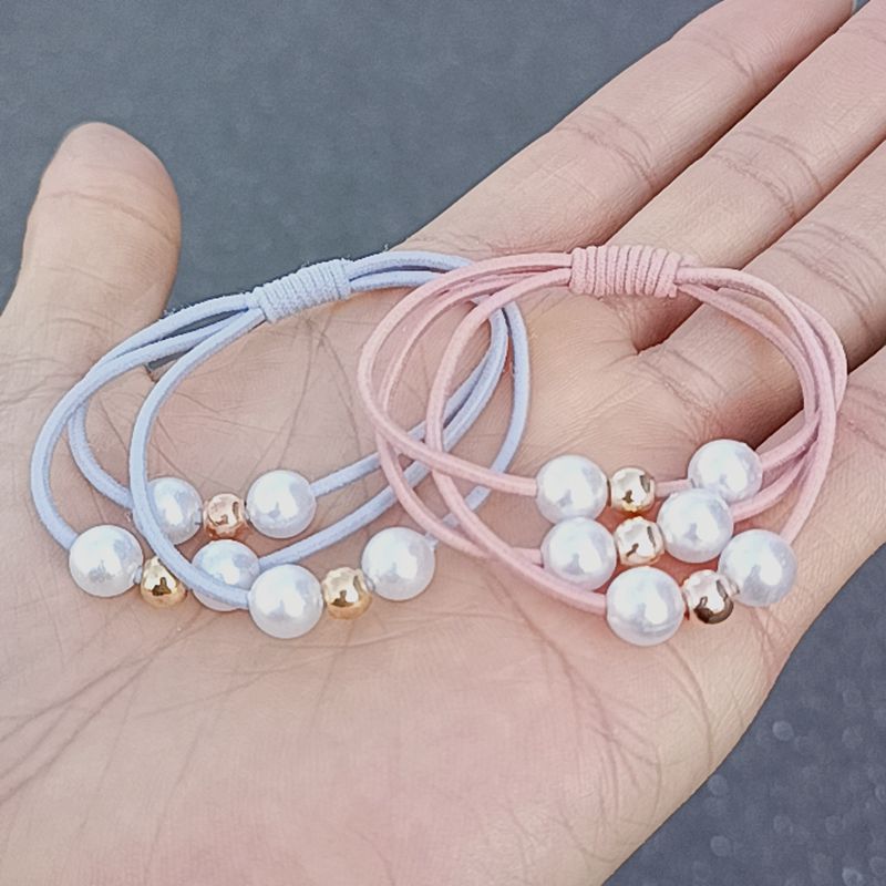 Korean-style 9-bead 3-in -1 9-bead Pearl knotted hair ring high elastic knotted hair ring hair band hair rope hair accessories
