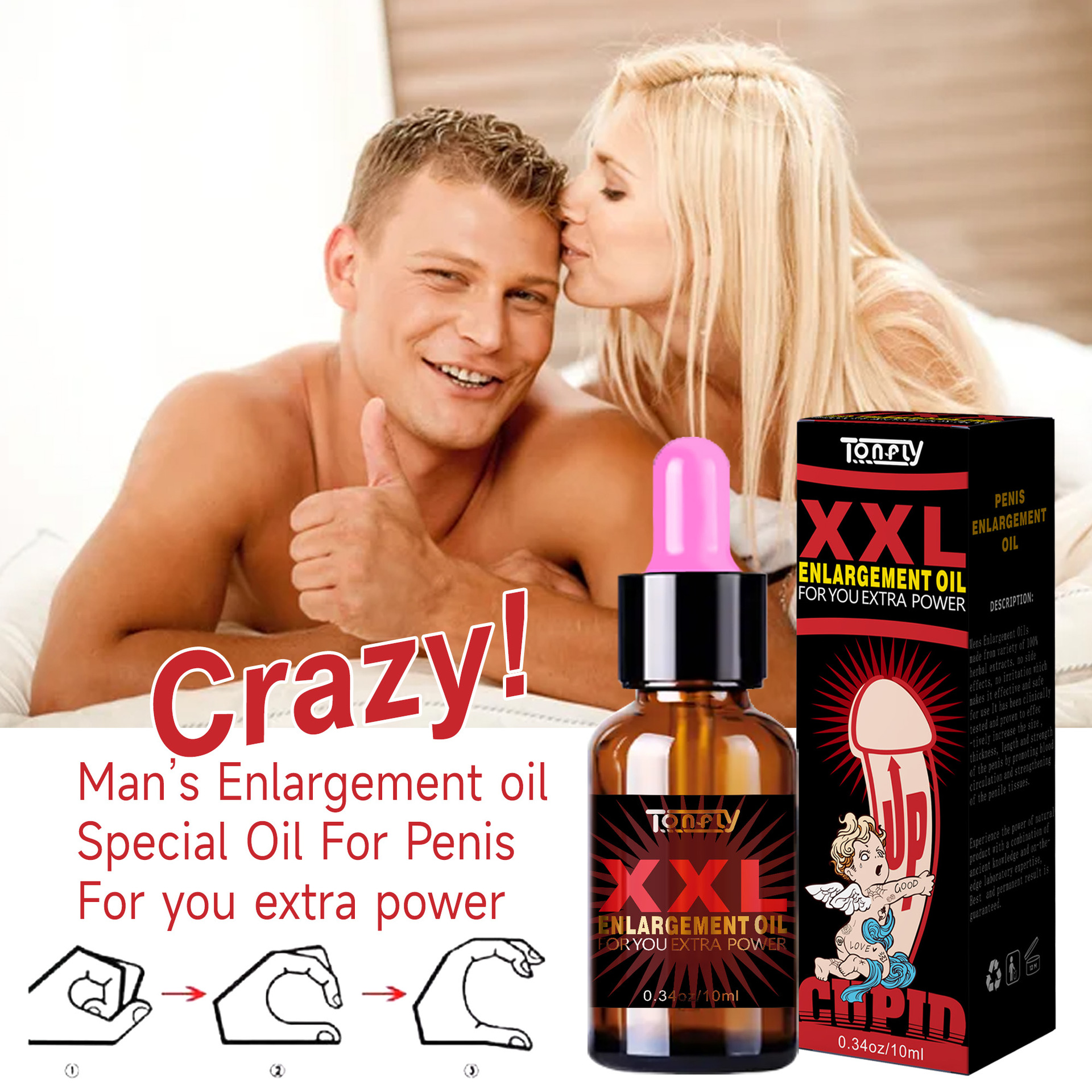 Tonfly Men's Private Parts Massage Care Essential Oil Body XXXL Men's Essential Oil 10ml Export Cross-Border Spot
