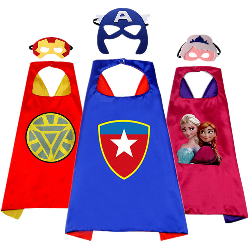 Children's Superhero Cape Cartoon Cosplay Costume Toddler Halloween Mask Cape Holiday Party Costume
