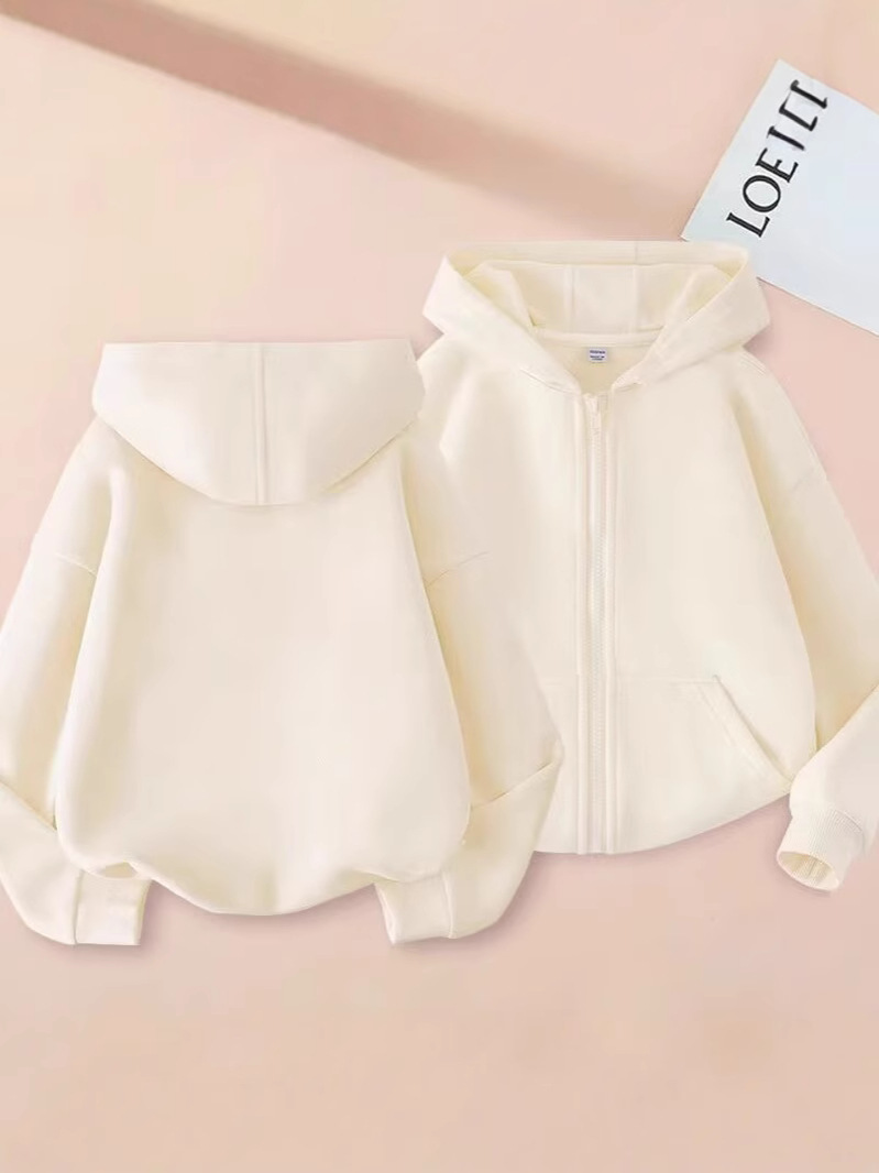 Boys and Girls Spring and Autum Thin Cardigans 2025 Hooded Sweatshirts for Middle and Large Children Pure Color Casual Jackets Zipper Sweatshirts Trendy