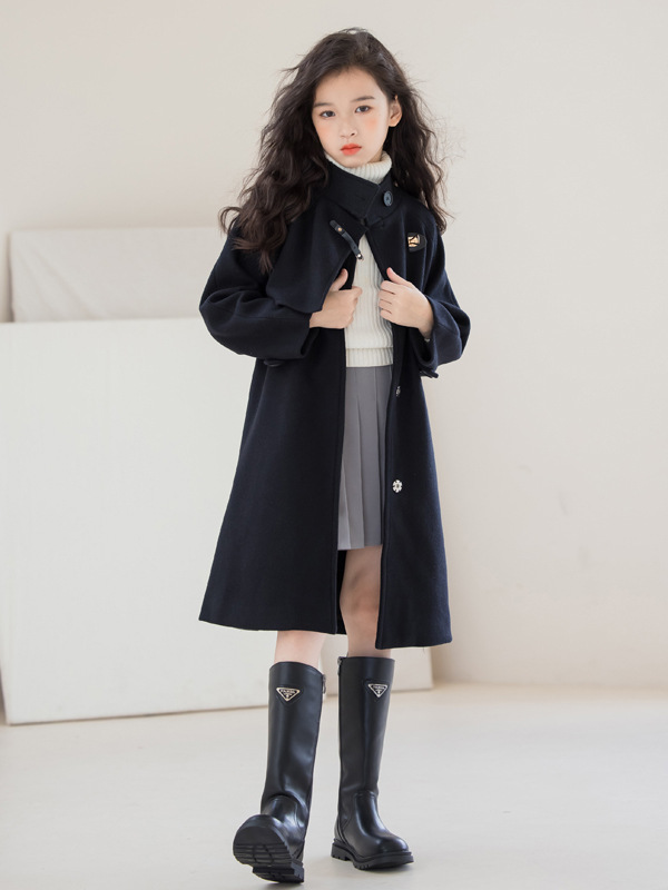 Girls' Woolen Outwears 2025 Autumn and Winter Family Outfits Mother-Daughter Korean Cardigans Mid-Length Big Children's Woolen Outwears