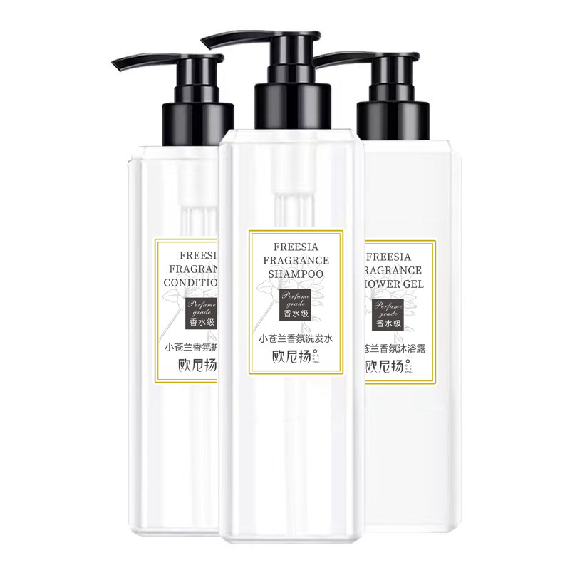 Manufacturer Wholesale Freesia Fragrance Shampoo Conditioner Shower Gel Set Oil Control Anti-Dandruff Long-Lasting Fragrance Shampoo