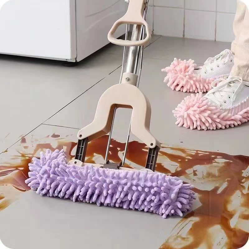 Chenille Cleaning Floor Shoe Covers, Lazy Mopping Slippers Covers, Removable and Washable Household Floor Mopping Stall Shoe Covers, Single Price