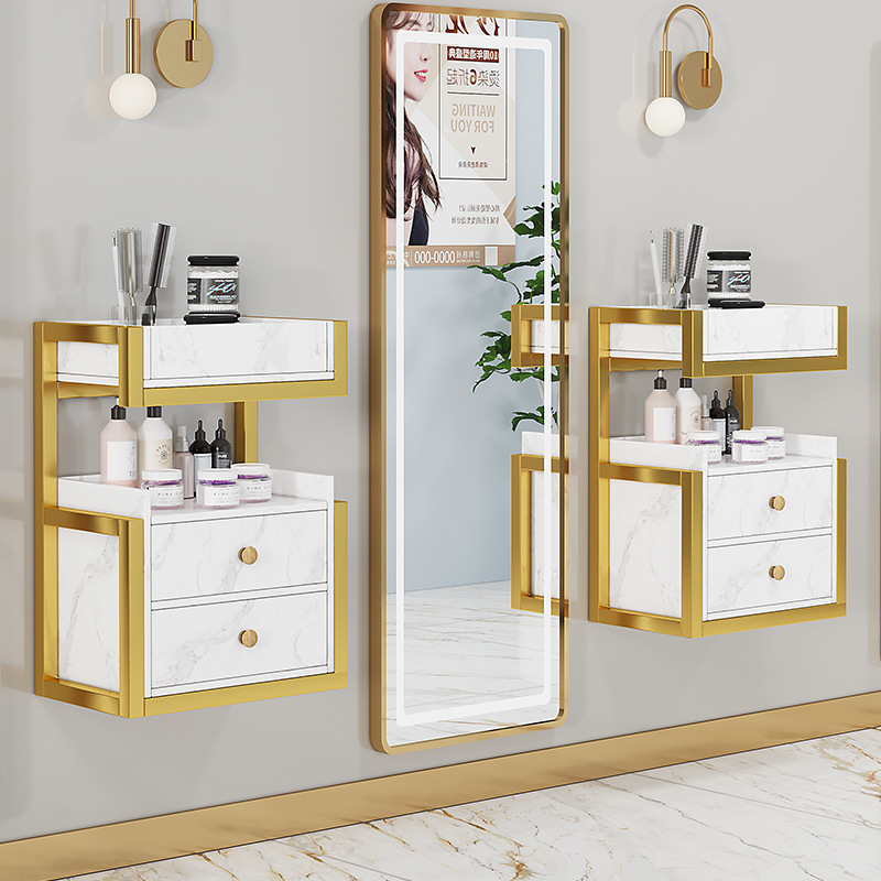 Шкаф для парикмахерской, настенный, для хранения, зеркало, туалетный столик