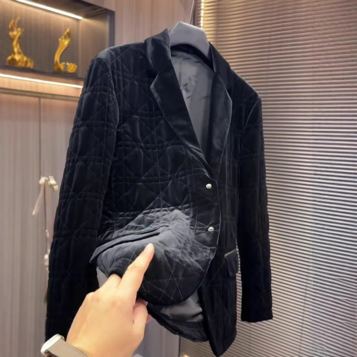 Autumn and Winter Versatile Gold Velvet Business Slim Men's Light Luxury Casual High-End Fashion Handsome Suit Jacket