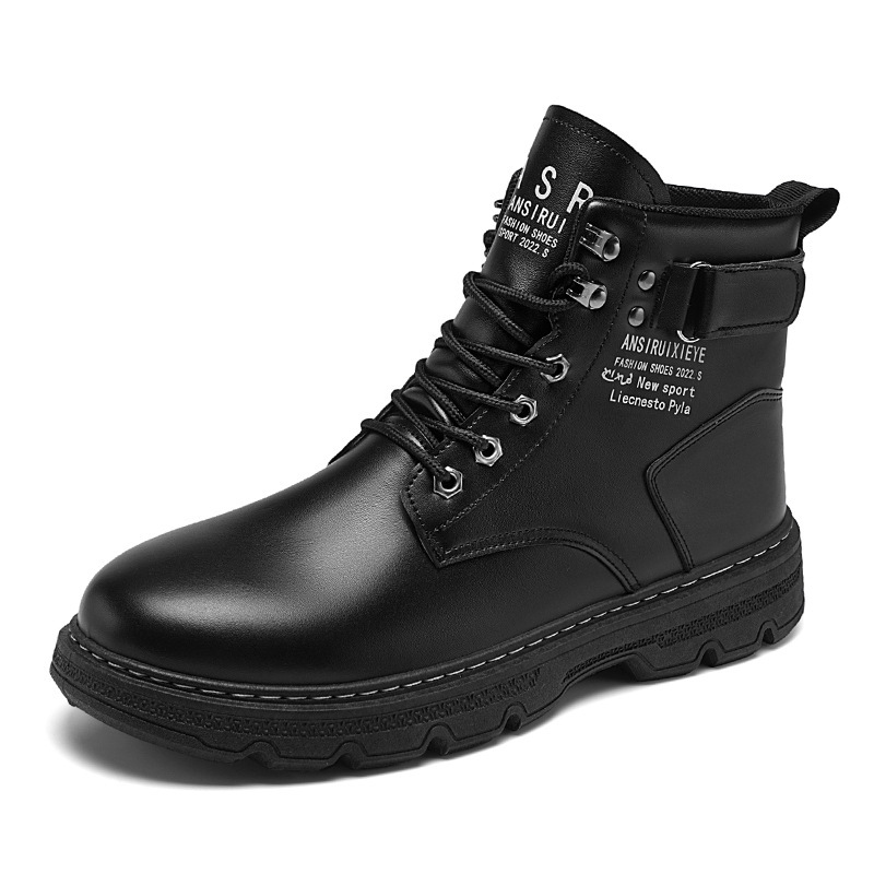 Martin Boots Men's Shoes Autumn New High-top Workwear Shoes Men's Trendy All-match Thick-soled Men's Casual Short Boots Leather Boots