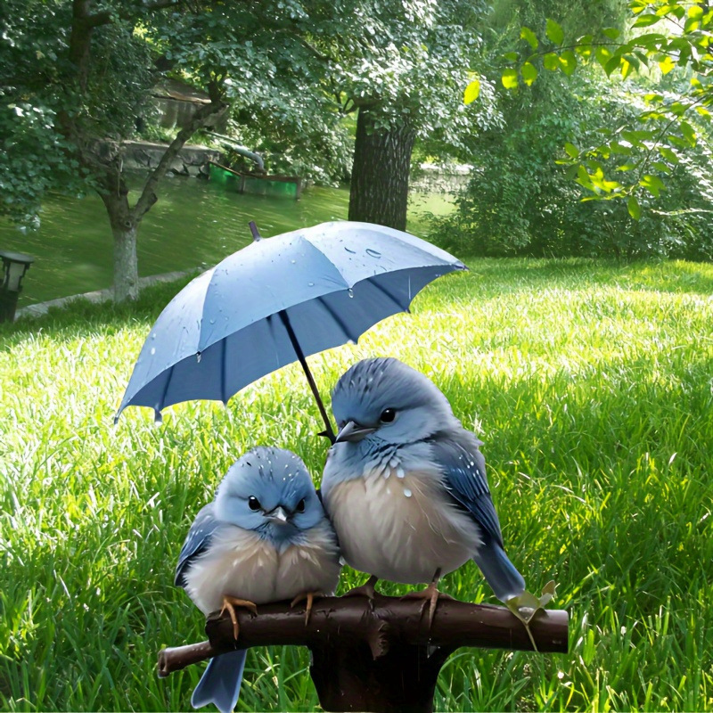 2026 New Cross-Border Dropshipping Blue Bird Umbrella Garden Pendant 2D Acrylic Animal Sculpture
